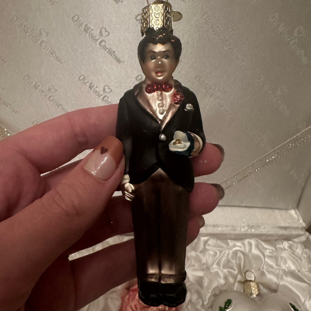 Old World Christmas Wedding Collection Full Set Glass Tree Ornaments 4.25 inch - Picture 8 of 11